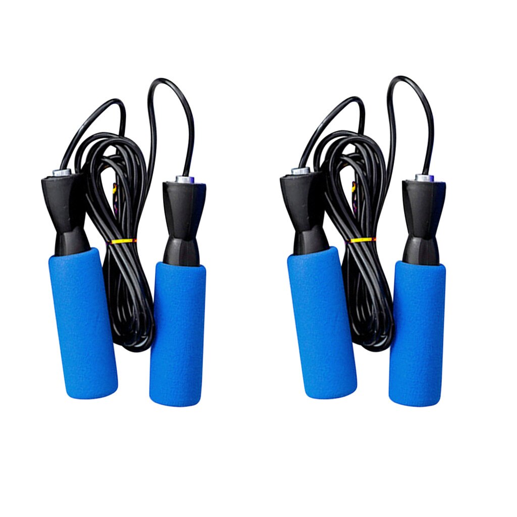 Fast 2PCS Jump Rope-Adjustable Speed Jumping Cable Skipping Rope Ball Comfortable Protect health Leisure sport#4: Blue