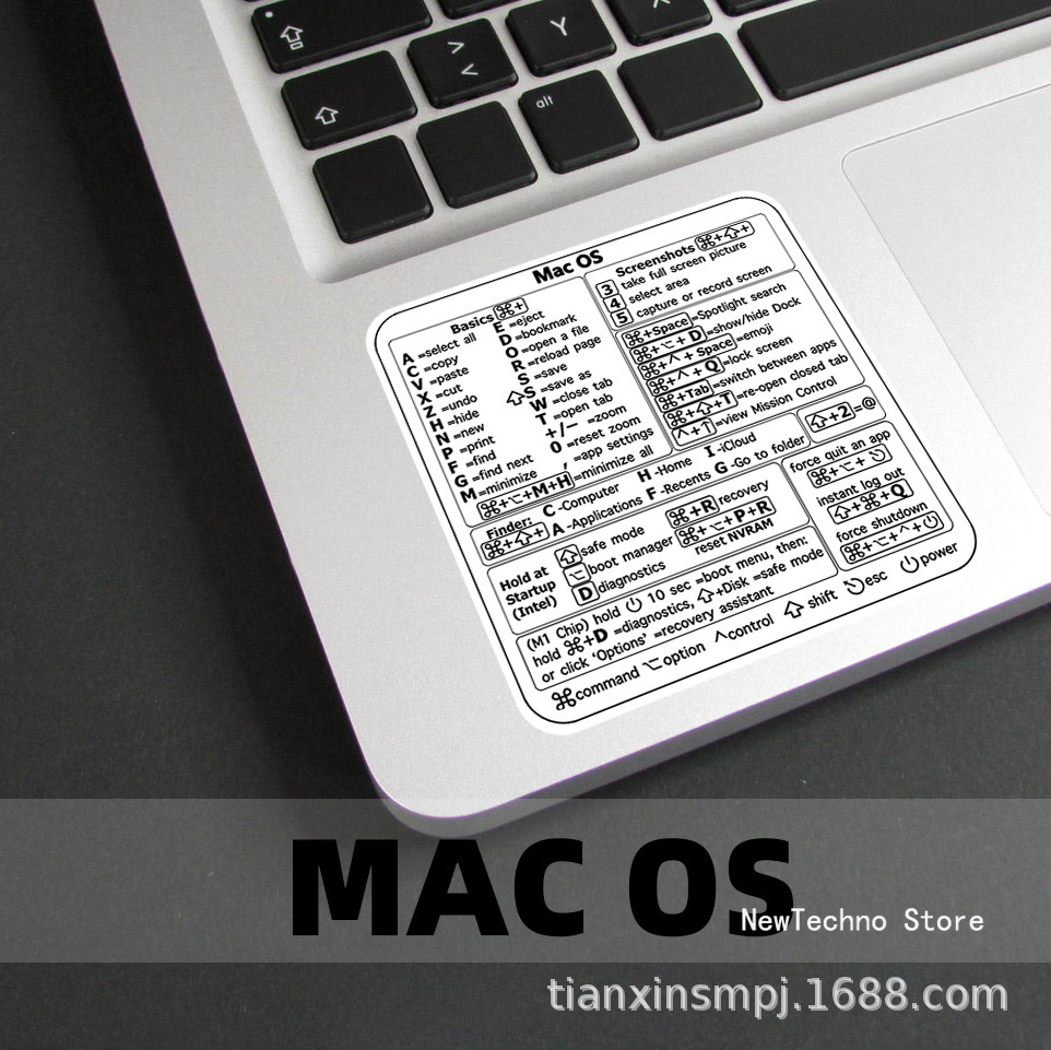 Keyboard Shortcut Stickers for Word Excel Windows/MAC/OS Letter Graphic Laptop Protective Sticker: Transparent