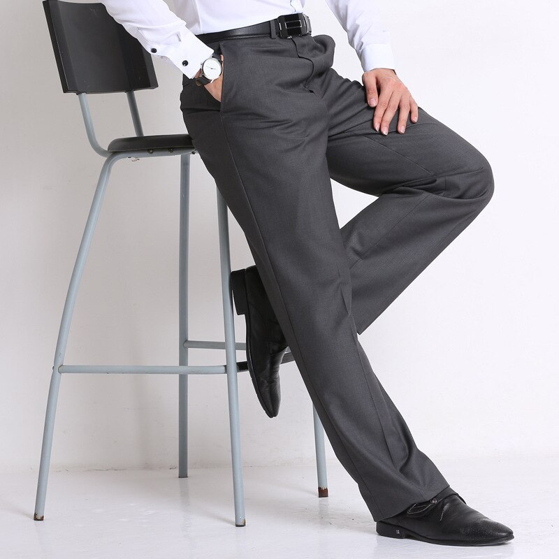 PYJTRL-traje de negocios clásico negro para hombre, pantalones holgados de mediana edad, pantalones formales de ocupación