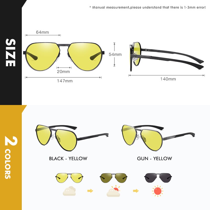 LIOUMO-gafas de sol fotocromáticas de aluminio y magnesio para hombre y mujer, lentes de sol polarizadas con visión nocturna, UV400, zonnebril