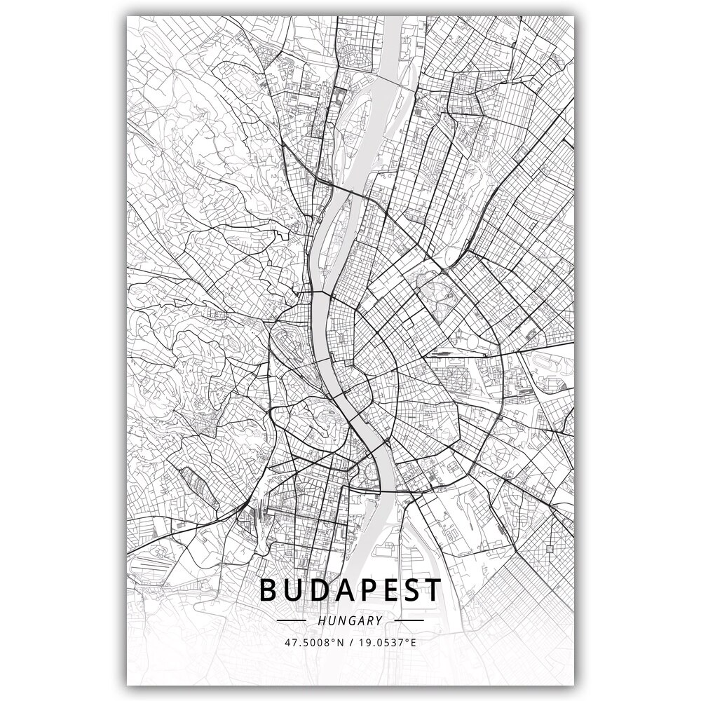 Boedapest Hongarije Kaart Poster