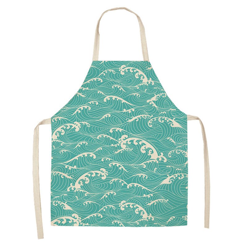 Sea Mark Pattern fartuchy kuchenne dla kobiet bawełniane lniane śliniaki domowe czyszczenie fartuszek domowe gotowanie fartuch: 4 / 66x47cm