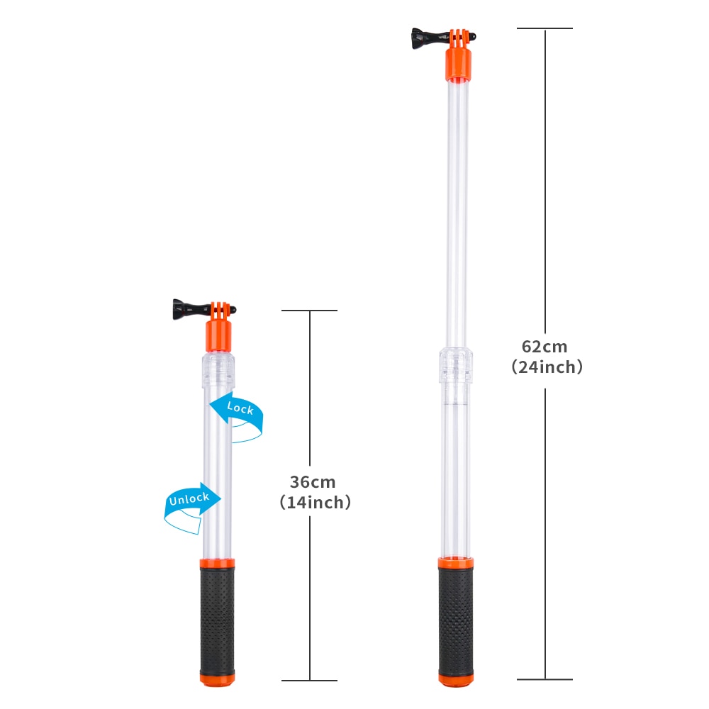 TELESIN-Palo de Selfie impermeable, monopié flotante transparente de mano para GoPro Hero 10, 9, 8, 7, 6, 5, 4, Osmo Action Insta360