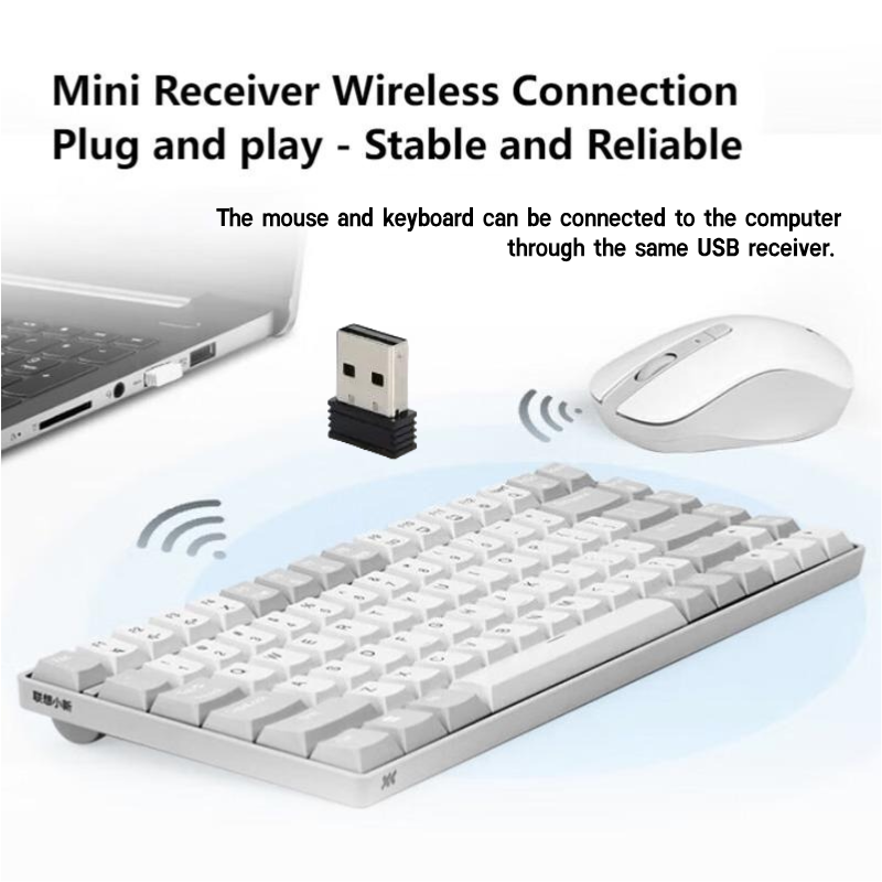 Lenovo 2.4G Wireless Keyboard Mouse Set K1P 98 Keys Standard Office Keyboards Gaming Digital Soft Keyboard For Laptop Tablet PC