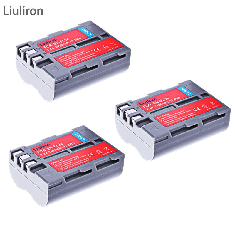 4X 7.4V 2400MAH EN-EL3E EN EL3e ENEL3e EL3 Battery + LCD CHARGER For Nikon D300S D300 D100 D200 D700 D70S D70 D80s D80 D90 D50: 3battery
