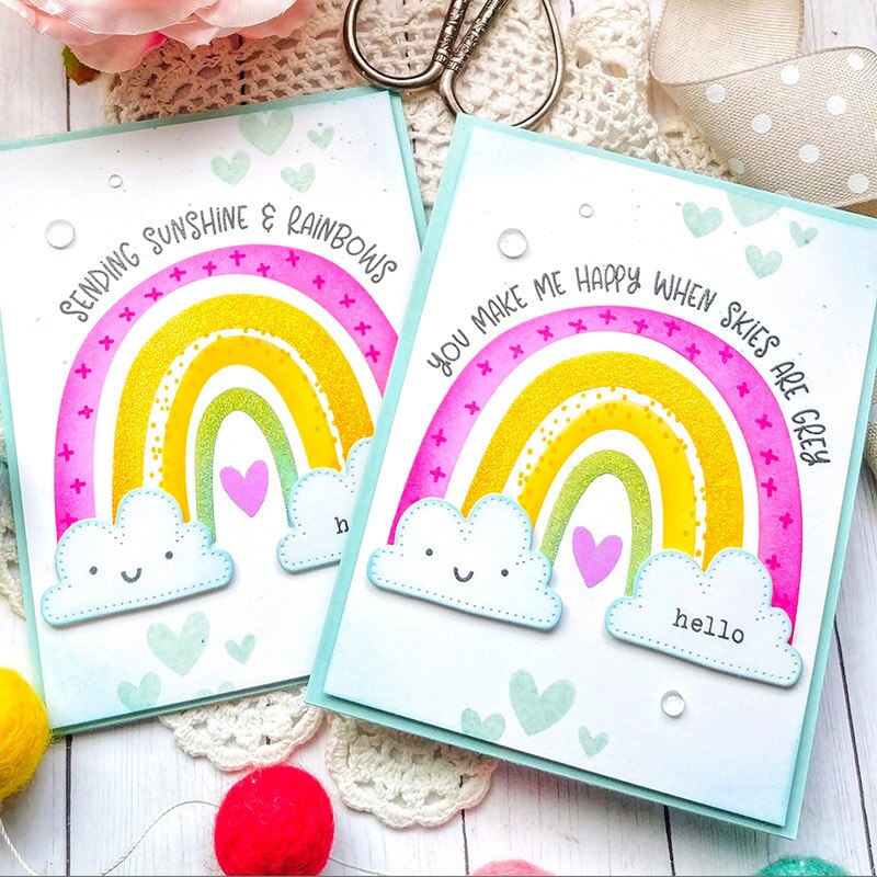 Troqueles de corte de arcoíris divertidos, frases, venas, sellos transparentes, plantillas para manualidades, álbum de recortes, tarjetas de papel,
