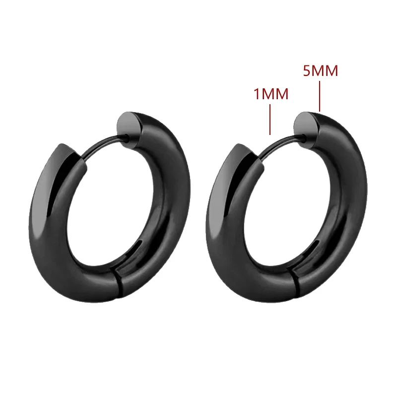 2pc Stainless Steel Small Hoop Earrings Punk Hip Hop Circle Round Huggie Hoop Earrings for Women Men Ear Ring Ear Bone Buckle: WHITE / Rhodium Plated