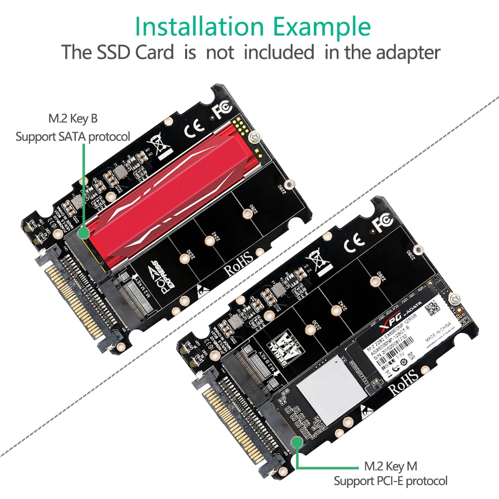 M Ssd Zu U Adapter In M Nvme Und Sata Bus Ngff Ssd Zu Pci E U Sff Adapter Pcie M