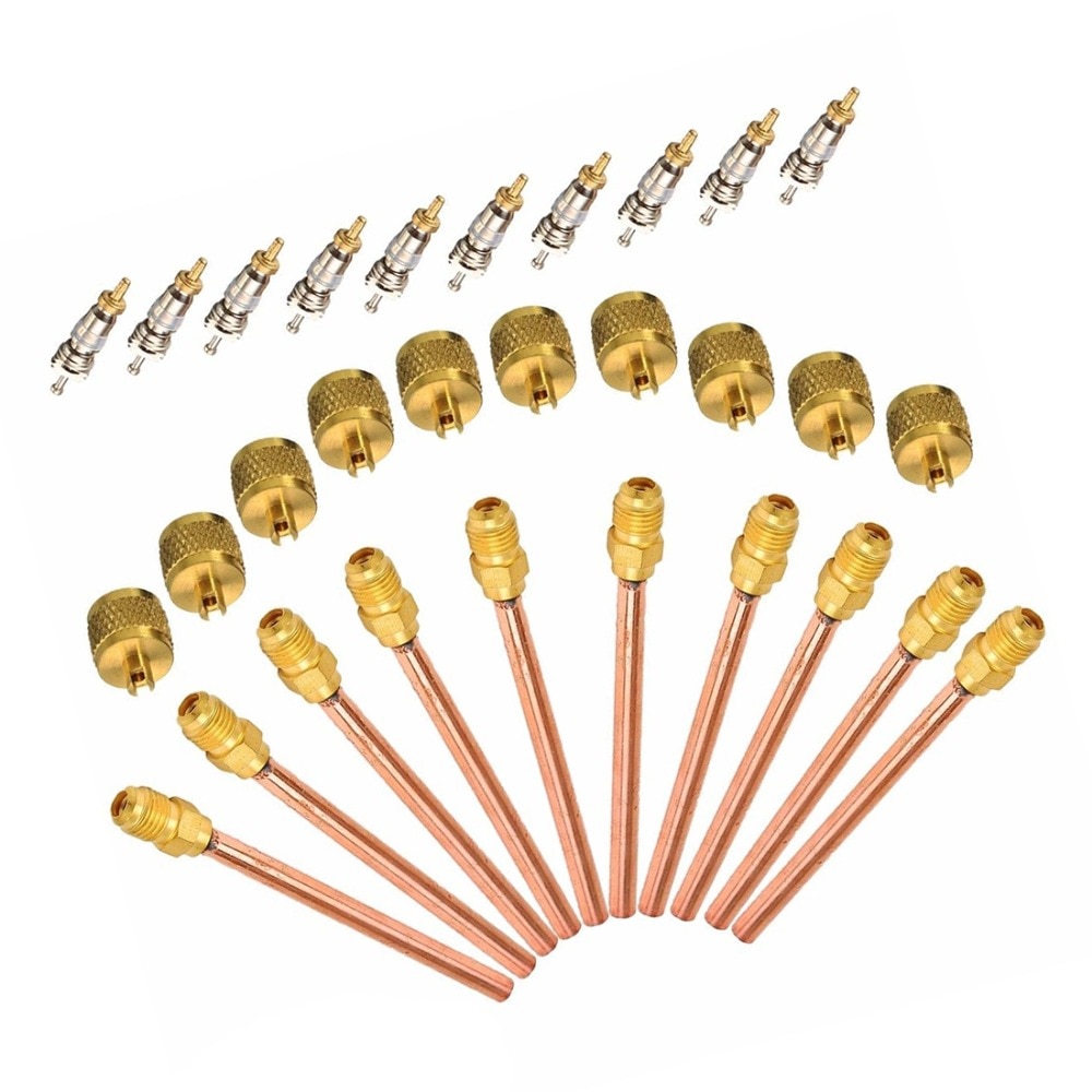 10 Valve 1/4" SAE x 1/4" OD x 4" stem Core AC For Refrigeration air conditioning Systems