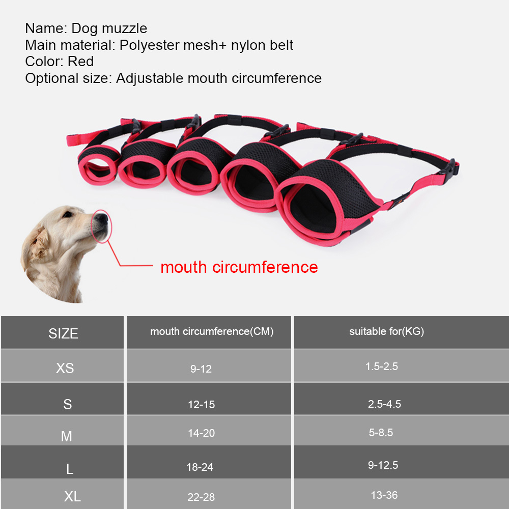 XS-XL Dog Muzzles Adjustable Nylon Breathable Dog Mouth Mask Anti Bark Bite Chew Small&amp;Large Dogs Muzzles Pet Training Supplies