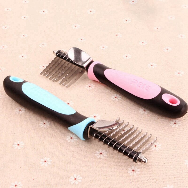 Ontharing Kam Voor Honden Kat Vergieten Grooming Brush Tool Voor Matted Lang Haar Krullend Hond Haar Open Knoop kam