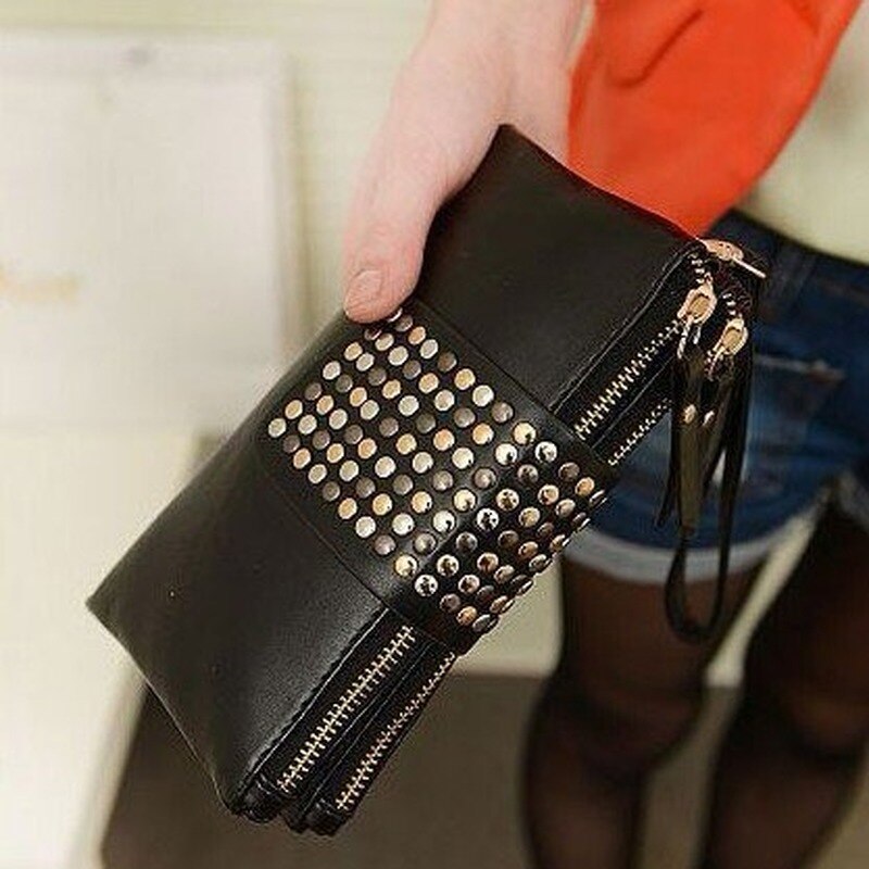 2022 Purse Fashionable Women &#39;s Long Wallet Covered Studded Clutch Bag Dinner Bag Large Capacity Shopping Clutch Coin Pocket