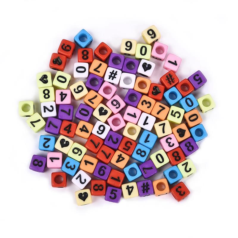 100pc Mixed English Letter Acrylic Beads Flat Heart Alphabet Number Beads For Charms Bracelet Necklace For Jewelry Making DI: 10