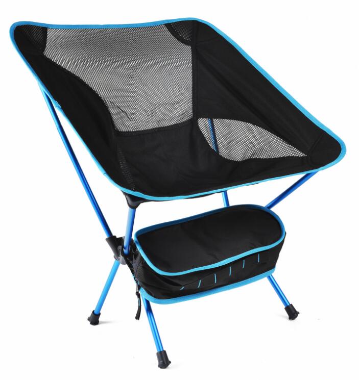Ultralet rejse foldestol udendørs campingstol bærbare strandstole vandreture picnic sæde fiskestol fiskestol: Himmelblå -0210