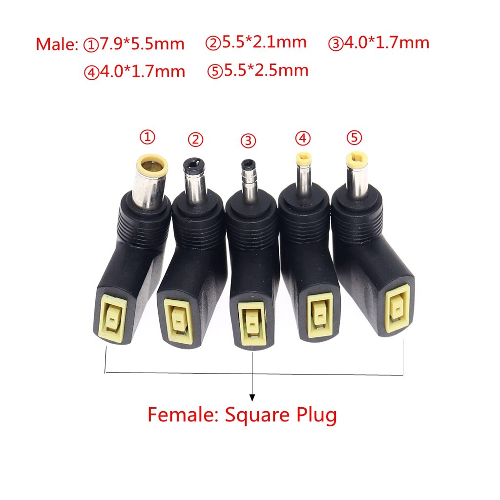 Laptop Dc Adapter Vierkante Vrouw Naar 7.9X5.5Mm 5.5X2.5Mm 4.0X1.7Mm 5.5X2.1Mm Male Dc Stekker 90 Graden Connector
