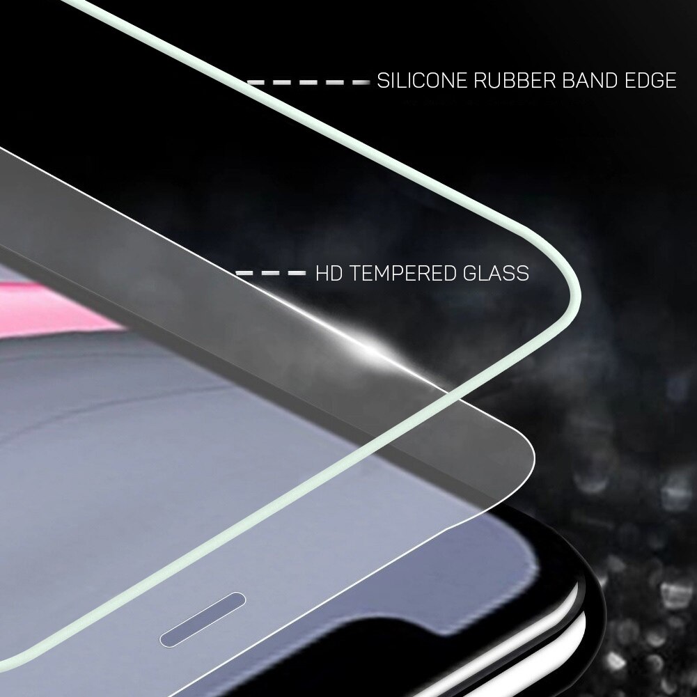 Mobile Phone Full Screen Cover Night Glowing Edge Phone Tempered Glass Film Guard Edge Screen Protector Film for iPhone model