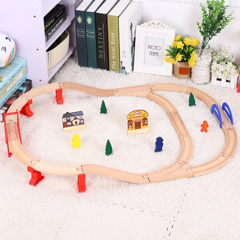 Ferroviarie di legno Giocattolo Semplice Set Per Bambini Giocattoli Compatibile con I Principali di Marca Pista Blocchi di Puzzle Giocattoli Educativi Per I Bambini: 7