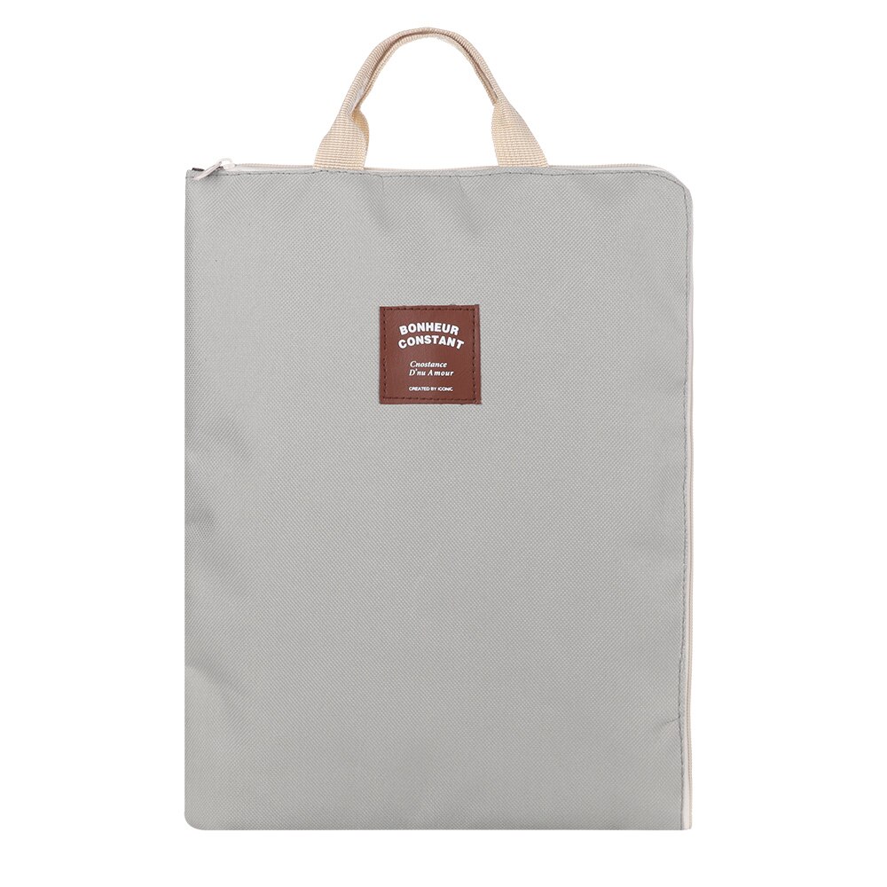 A4 Size Handtas Dubbele Lagen Grote Capaciteit Bestandsmap Duurzaam Waterdicht Handvat Rits Canvas Handtas Voor Zakelijke Documenten: Grey-02