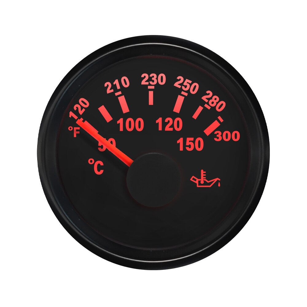 Universal 2"(52mm) Oil Temp Gauge Meter 50-150 with Red Backlight 12V 24V for Car Boat