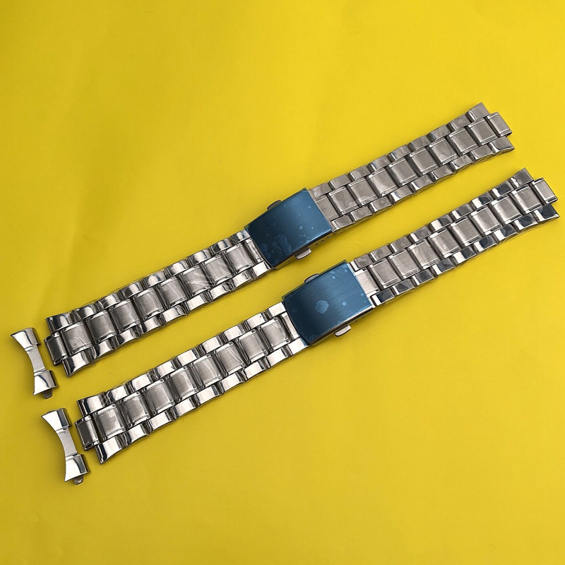 Böjda ändar 20mm 22mm klockarmband i rostfritt stål länk armband armbandsurarmband herrbyte klockarmband med stift