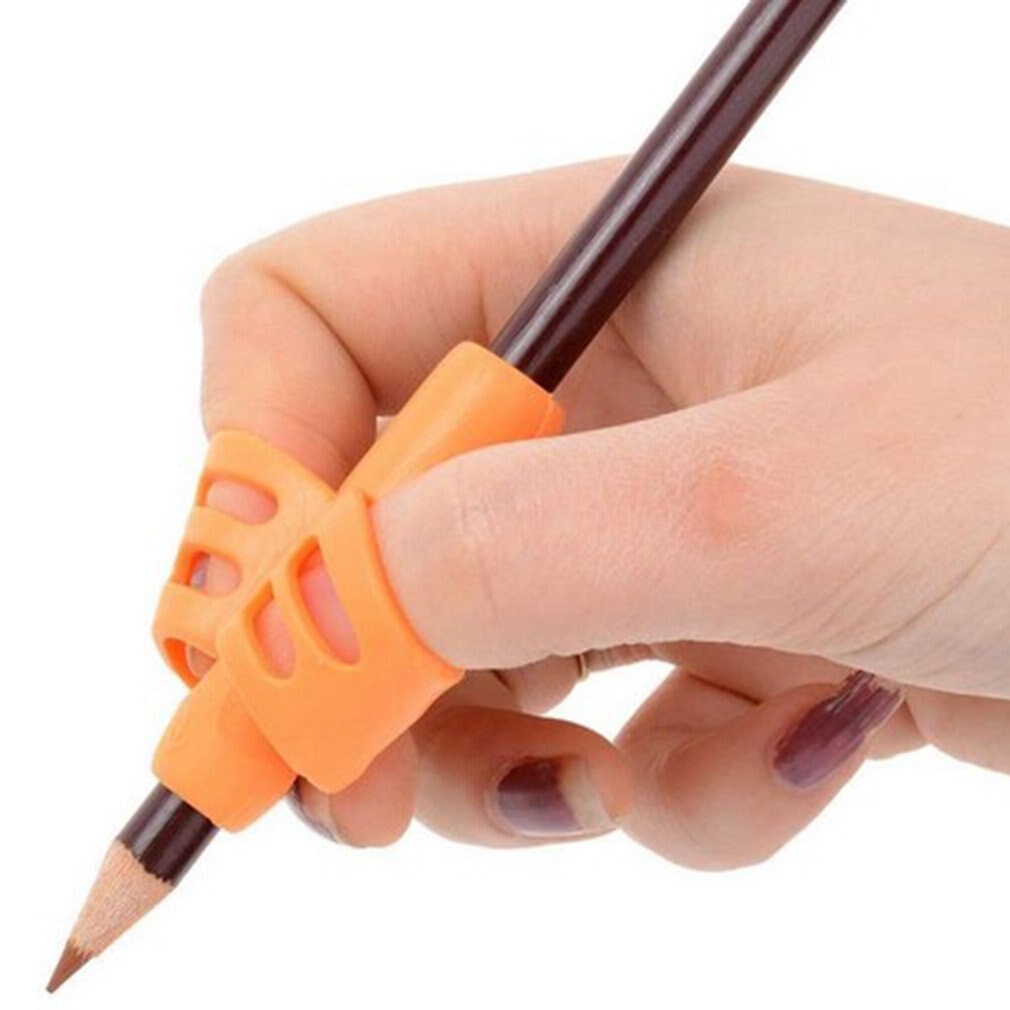 soft silicone two-finger pen holder with ergonomic handle random color handwriting holder for children and adults