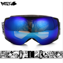 NOORD WOLF Unisex Professionele Ski Bril Anti-fog Dubbele Skiën Bril UV400 Sneeuw Sport Ski Brillen Snowboard Goggles