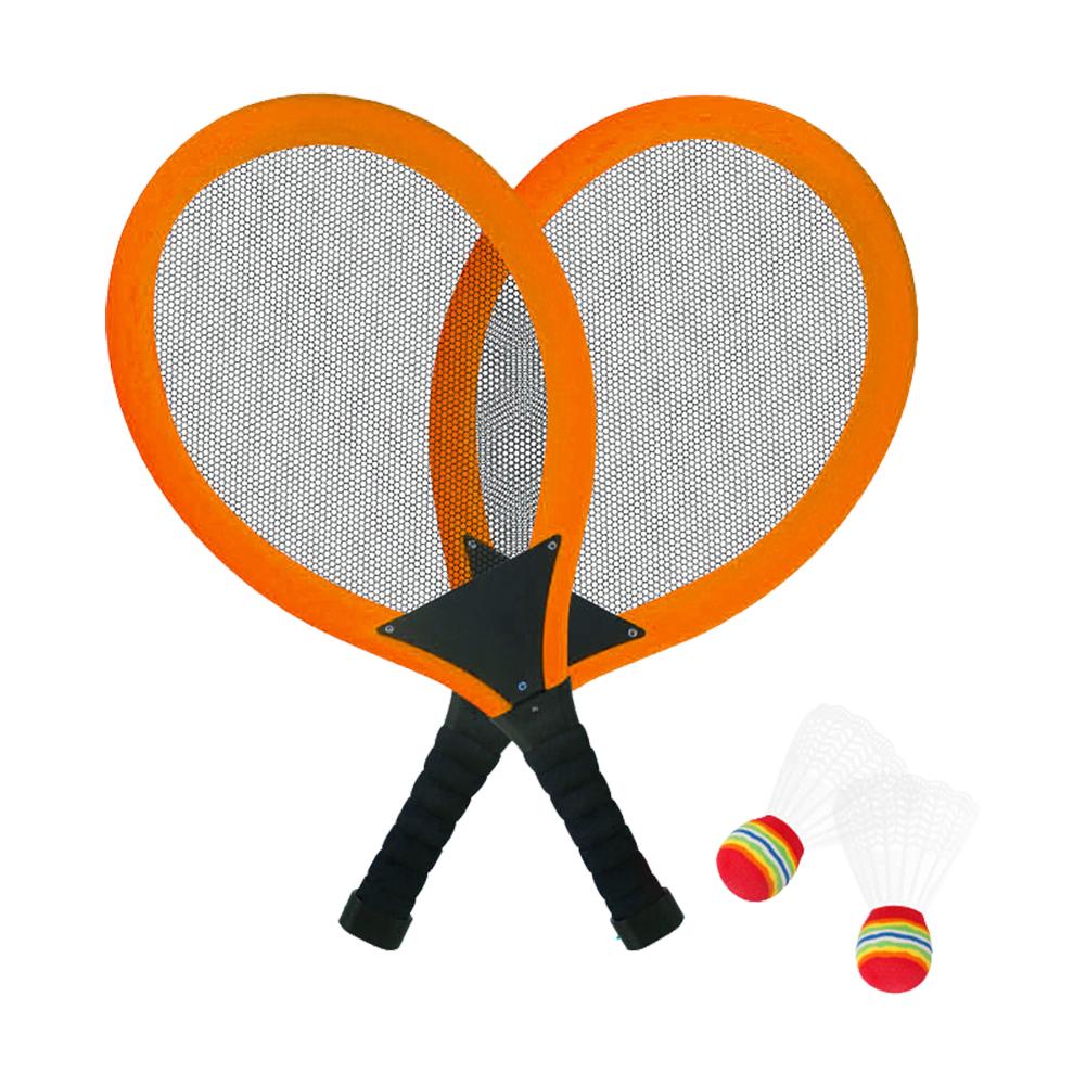 Ledet lysende badminton ketcher sæt letvægts badminton fjerbold spil sæt til udendørs indendørs sportsaktiviteter: Orange