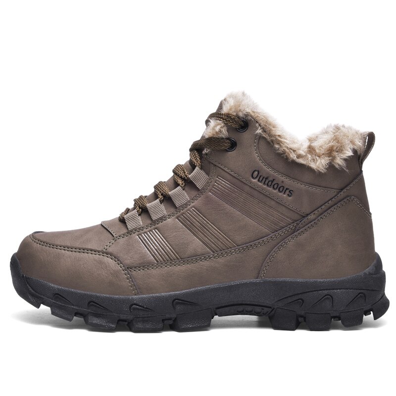 Mannen Winter Laarzen Outdoor Warme Snowboots Mannen Winter Mannelijke Outdoor Wandelschoenen Zeer Warme Waterdichte Enkellaarsjes mannen Schoenen: Brown / 41