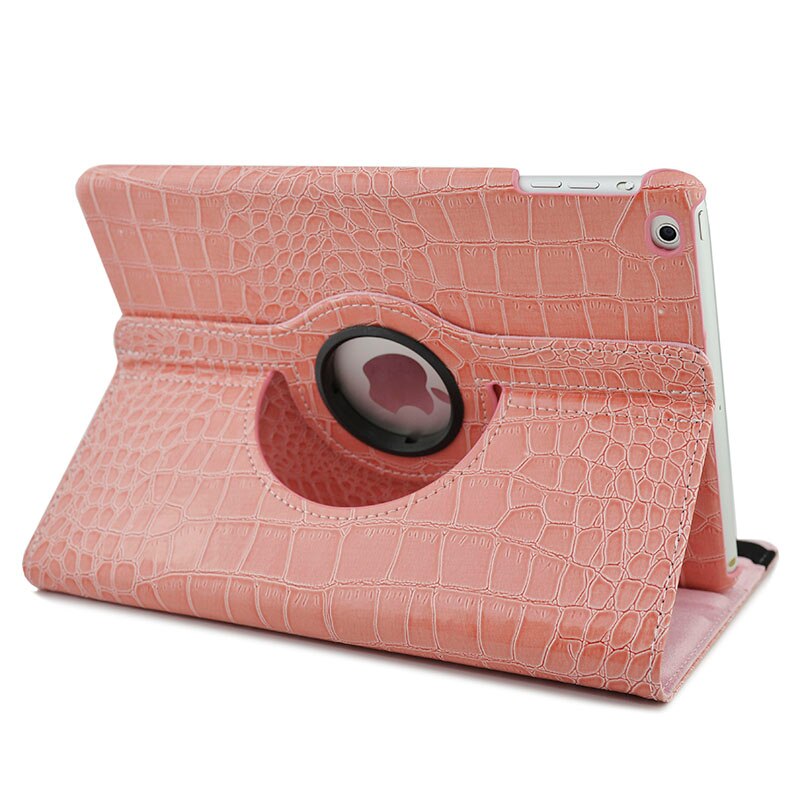 Funda con patrón de cocodrilo para iPad, cubierta de cuero abatible inteligente de grados para iPad Air 2 Air Generation, para el iPad 9,7 , 360: pink-EYW