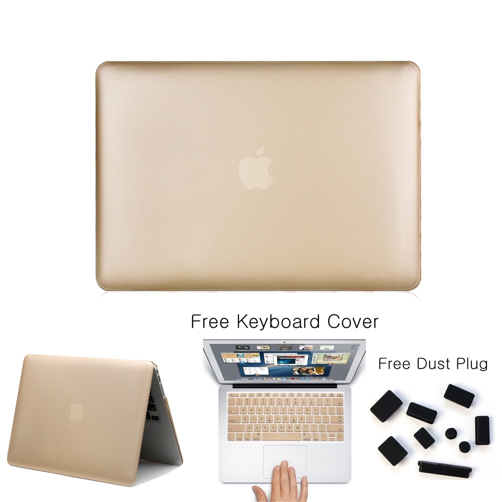 4in1 Gold Champagne laptop Case For Apple macbook Air Pro Retina 11 12 13 15 For Mac book 13.3 inch with Touch Bar