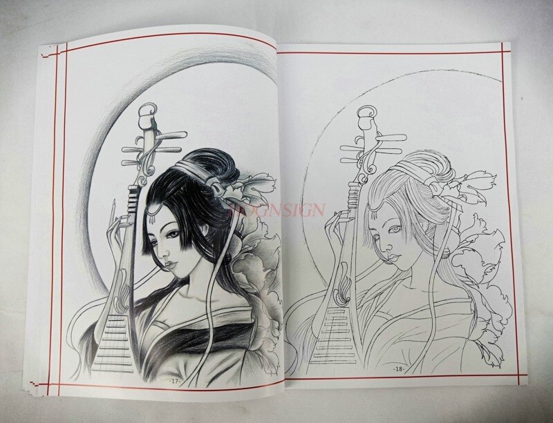 Livre de tatouage, cahier de tatouage, manuscrit huadam Geisha, bras de fleur, plein dos, tatouage classique, de nouveaux livres de tatouage