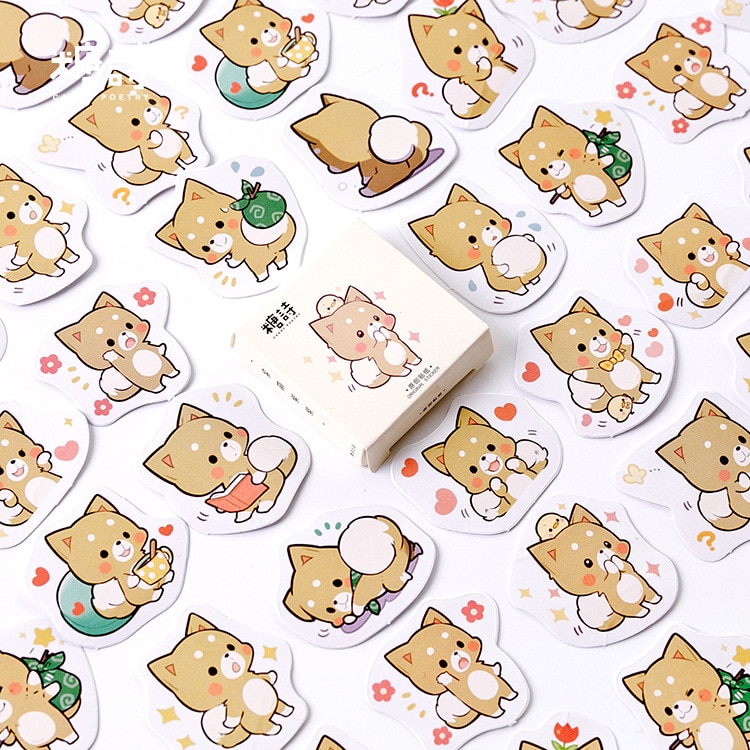 45 Stks/pak Kawaii Akita Hond Decoratieve Stickers Stickers Set Diy Decoratie Dagboek Briefpapier Stickers