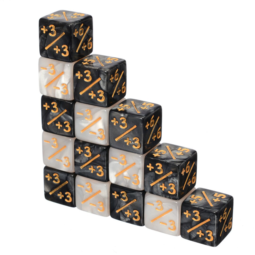 10 pz/set 14 millimetri 6 Lato Conteggio Dice Nero Bianco + 1/-1 Conteggio Dadi Giocattolo Per Bambini Interessante di gioco Del Partito Bar Dices