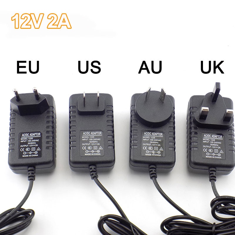 5.5mmX2.5mm Dc Plug Ac Naar Dc Voeding Adapter 12V 2A 100-240V Lader Adapter Voor Cctv led Strip Lamp Us Eu Au Uk Plug H10