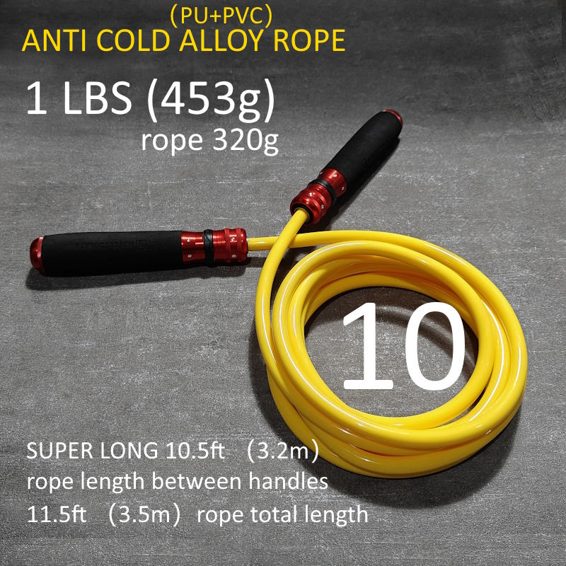 Corde à sauter lourde en PVC de 8mm d'épaisseur, 340 grammes, super longue, 3.2 mètres pour personnes hautes, poignée avec roulement à billes, fitness HIIT: green
