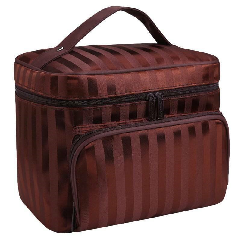 Newest Make Up Bag Beauty Storage Vanity Case Toiletry Travel Organiser Waterproof Cosmetic Bags Makeup Bags: Brown