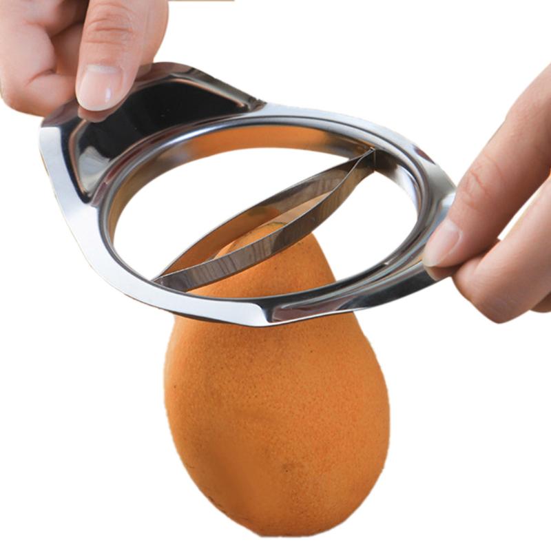 Holdbar rustfrit stål mango udskærer udskærer frugter grøntsagsskærer udskæring pitter mango hurtig skrælningsfjerner