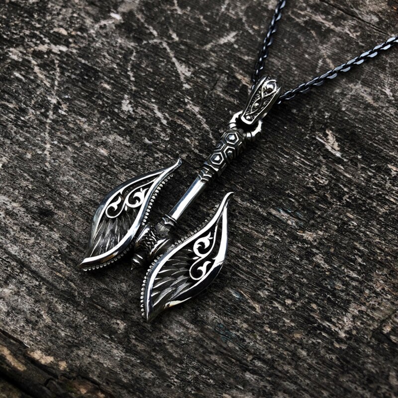Vintage Gothic Angel Personality Axe Pendant Necklace Men's and Women's Pendant Necklace