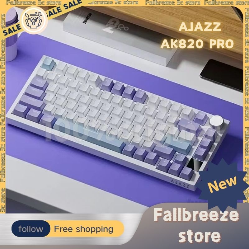 AJAZZ AK820 Pro Mechanische Tastatur Drei Modus Drahtlose Tastatur Benutzerdefinierte Swap TFT Bildschirm Knopf RGB Tastaturen PC Zubehör