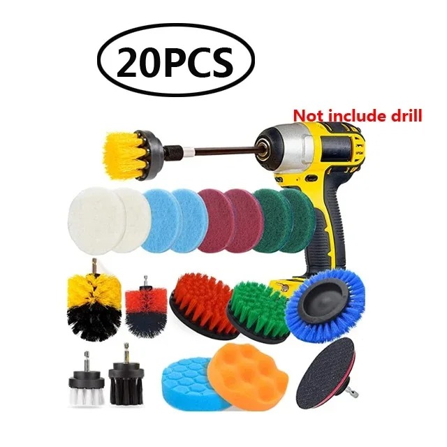 Kit de cepillo de taladro eléctrico, limpiador multiusos, herramientas de limpieza de neumáticos de coche para azulejos, baño, cocina, cepillos redondos de plástico