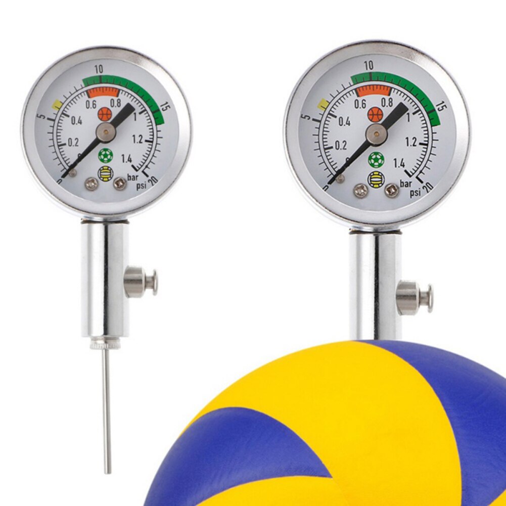 Air Meter Metal Accurate Ball Barometer Air Pointer Test Adjustment Football Basketball Silver Volleyball Ball Pressure Gauge