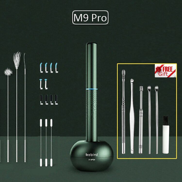 Originele Bebird M9 Pro Smart Visuele Earstick Otoscoop 300W Pixel Endoscoop Mini Camera Oor Wax Verwijderen Met Magnetische Lading base: M9 Rro Green