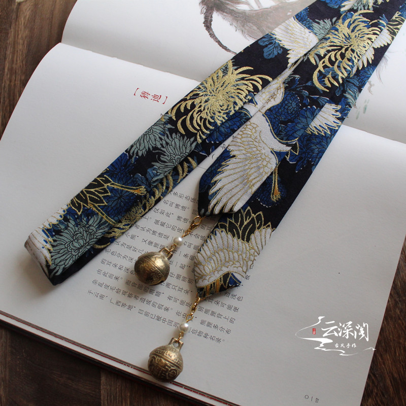 Koperen Bel Knappe Dragon Patroon Mannen En Vrouwen Kleding Vegen Oude Wind Haarband Hanfu Kwastje Haarband: Brocade