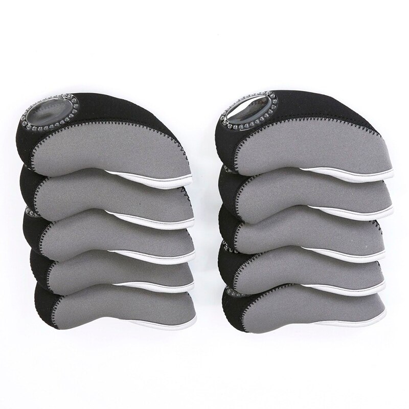 10 Stuks Zwart Neopreen Golf Club Head Cover Wedge Iron Beschermende Headcovers Ons