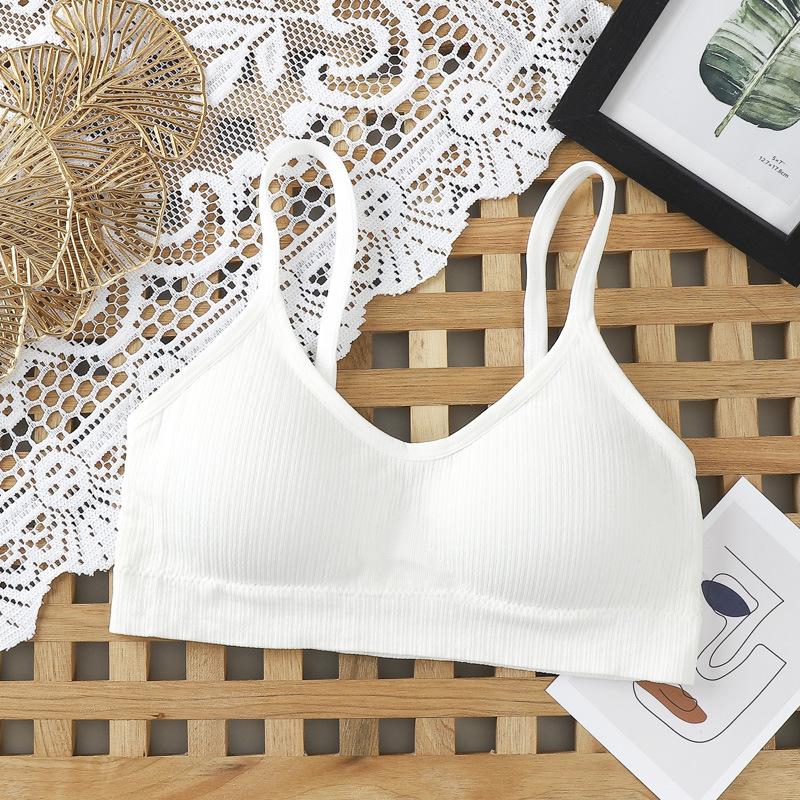 Women Wireless Padded Tube Top One-piece Solid Color Bralette Backless Nonadjusted Straps Crop Top 2022
