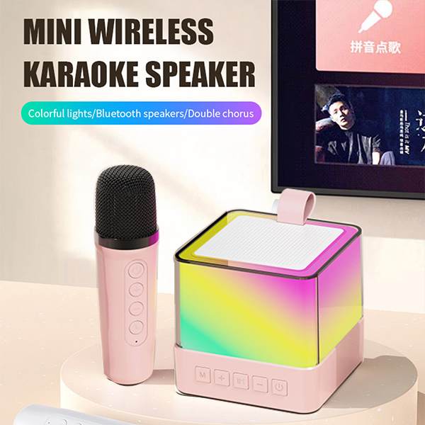 K18 bluetooth-høyttalere stereolyd hjemme ktv karaoke mikrofon sang bluetooth-høyttalermikrofon til låve: Sølv