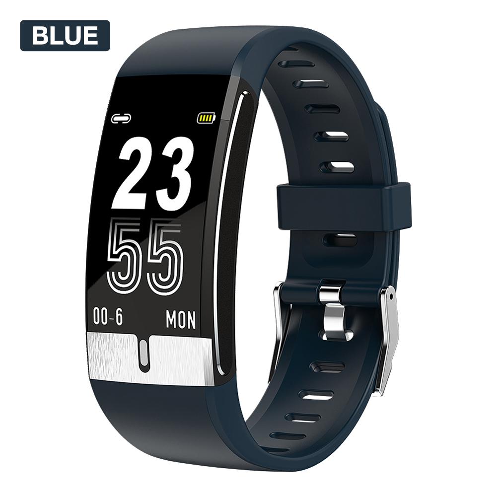 Reloj inteligente E66 con carga USB, podómetro Multideportivo, pulsera con monitoreo de temperatura: Blue