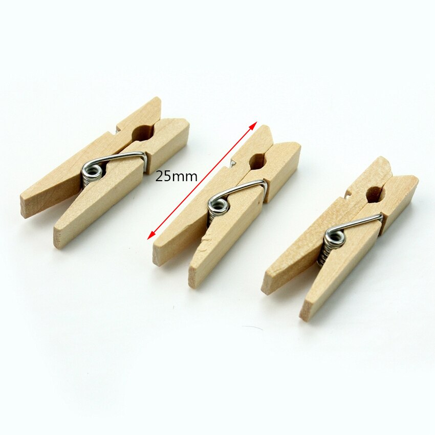 Very Small Mine Size 25mm Mini Natural Wooden Clips For Photo Clips Clothespin Craft Decoration Clips Pegs 50pcs