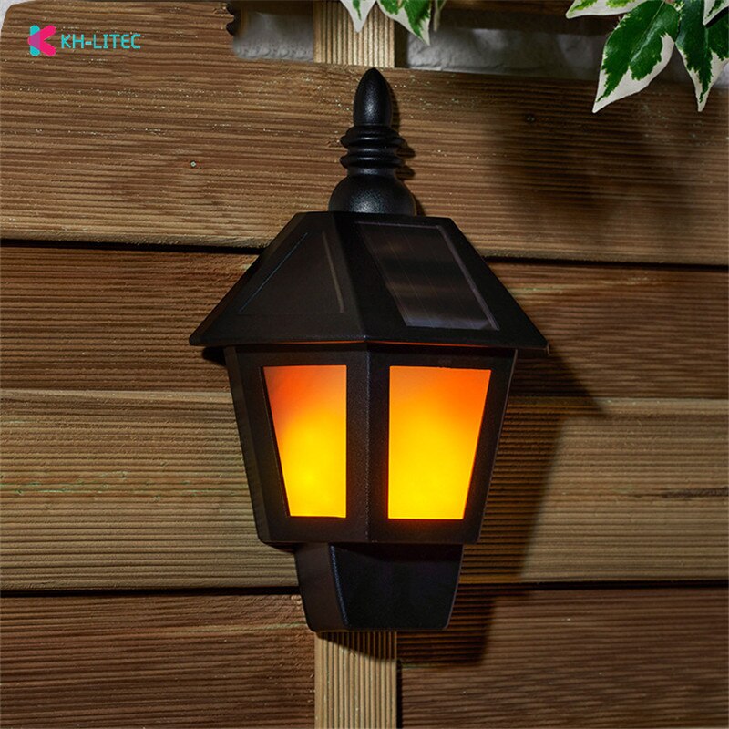 Solar Verlichting Solar Flame Flickering Dansen Wandlamp Outdoor Waterdichte Led Solar Landschap Decoratie Verlichting Beveiliging Licht