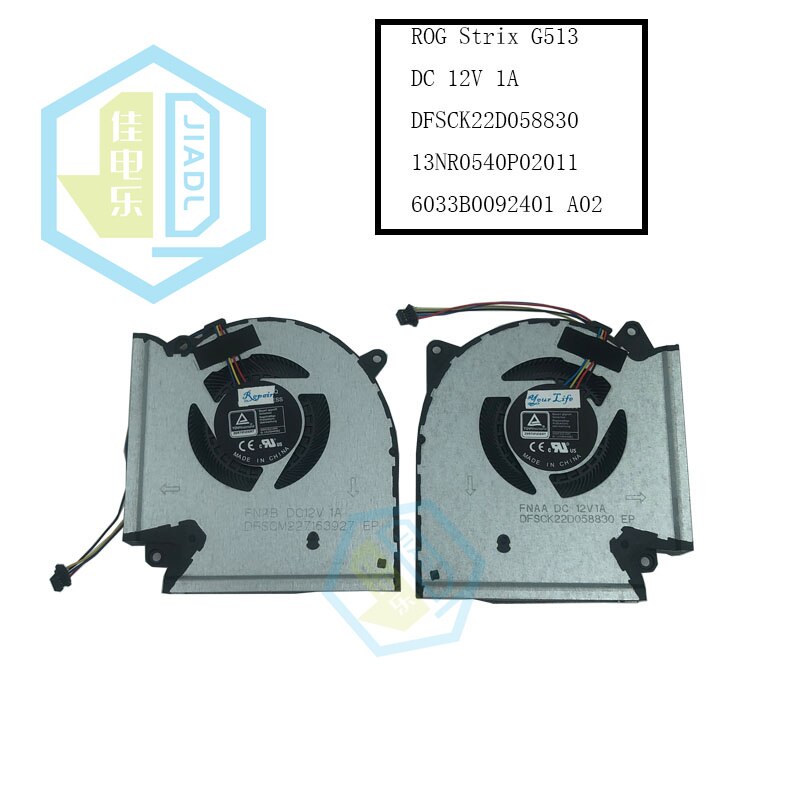 Ventilador de refrigeración para ordenador, Enfriador de GPU 13NR0540P01011 de 12V para ASUS ROG Strix G15 G513 G533 G17 G713 G733 G513QR G533Q G713QR G733QS: both